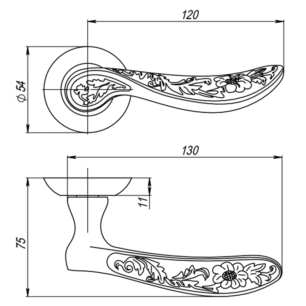 Ручка раздельная FLOR TL CF-17 кофе