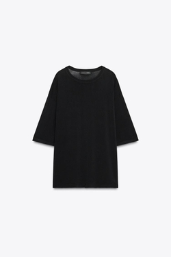 ZARA ОДНОТОННЫЙ ДЖЕМПЕР ОВЕРСАЙЗ, ЧЕРНЫЙ