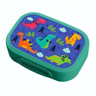 Ланч-бокс с декором "динозавры" 180x130x50мм, 0,98л (зеленый)
