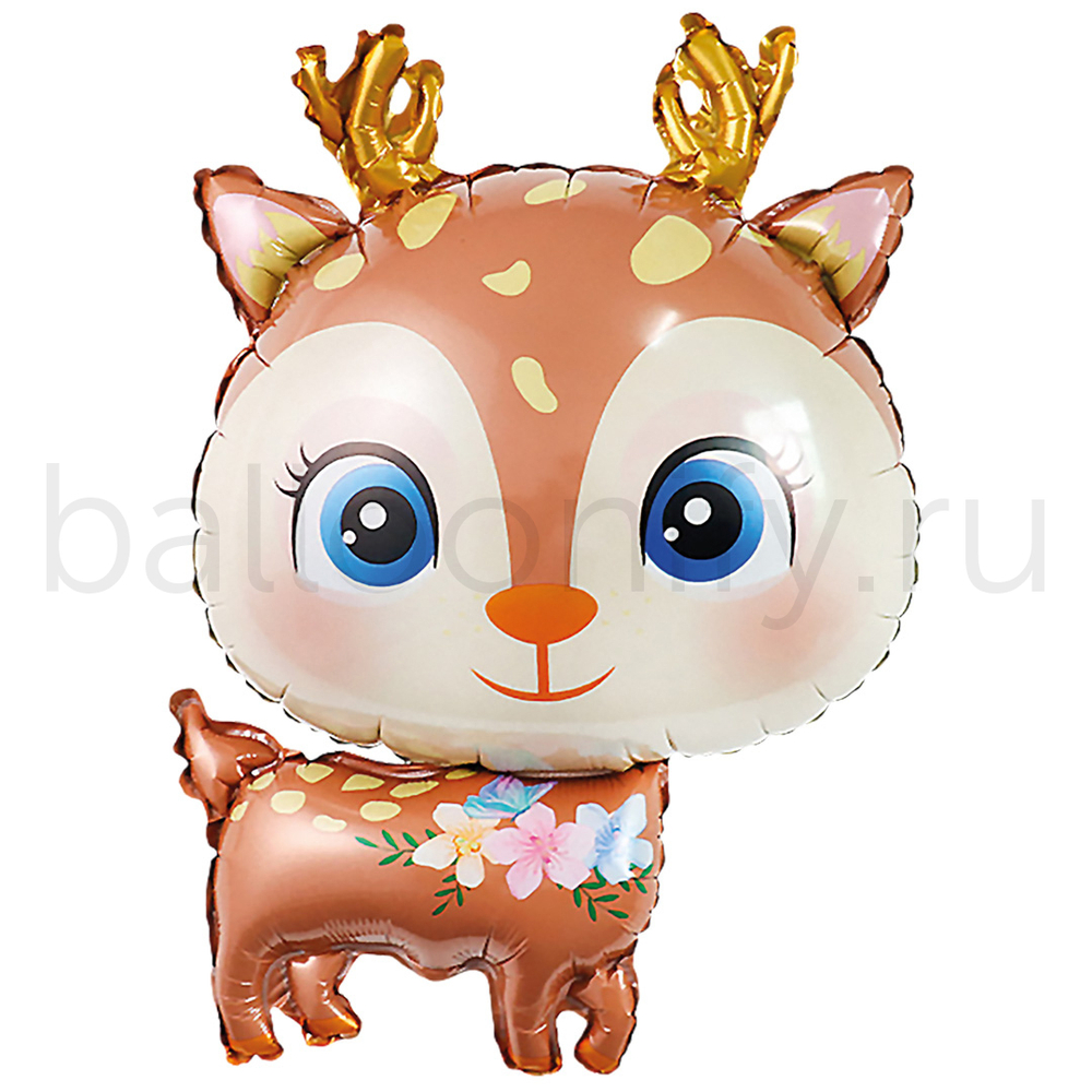 Шар (29''/74 см) Фигура, Олененок, Коричневый, 1 шт.