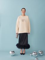 ЮБКА САТИНОВАЯ С ПЕРЬЯМИ BLACK