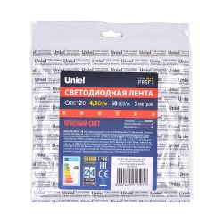 ULS-M11-2835-60LED-m-8mm-IP20-DC12V-4.8W-m-5M-RED PROFI Гибкая светодиодная лента на самоклеящейся основе. Катушка 5м. в герметичной упаковке. Красный свет. ТМ Uniel.