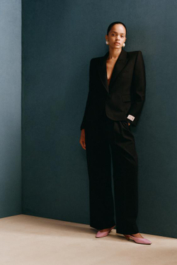 ZARA X WILLY CHAVARRIA БРЮКИ ИЗ СМЕСОВОЙ ШЕРСТИ С ЗАЩИПАМИ, ЧЕРНЫЙ