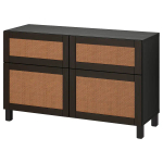 Комбинация для хранения - IKEA BESTÅ/BESTA, 120х42х74 см, черно-коричневый/плетеный тополь, БЕСТО ИКЕА