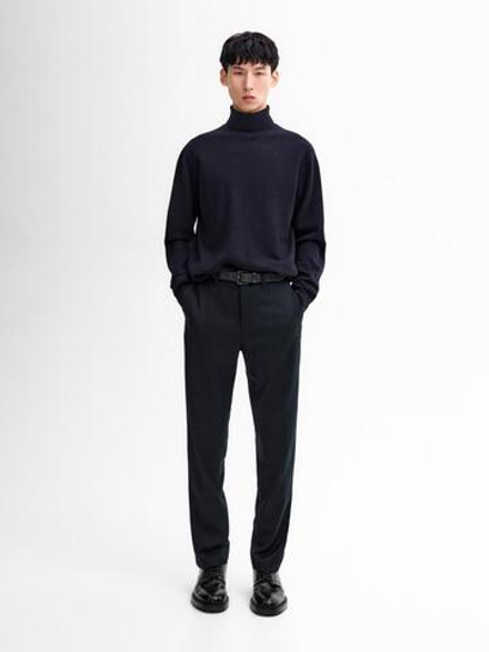 Massimo Dutti Свитер из смесовой шерсти, темно-синий