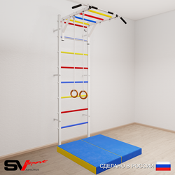 Шведская стенка Sv Sport усиленная 6304 (Турник рукоход/Кольца/Мат 1м)