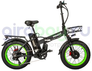 Электровелосипед Minako F10 Pro Dual (полный привод) - Салатовый обод фото 1