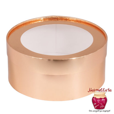 Упаковка круглая с окном под зефир, печенье и макароны, 16*7 см, ЗОЛОТО