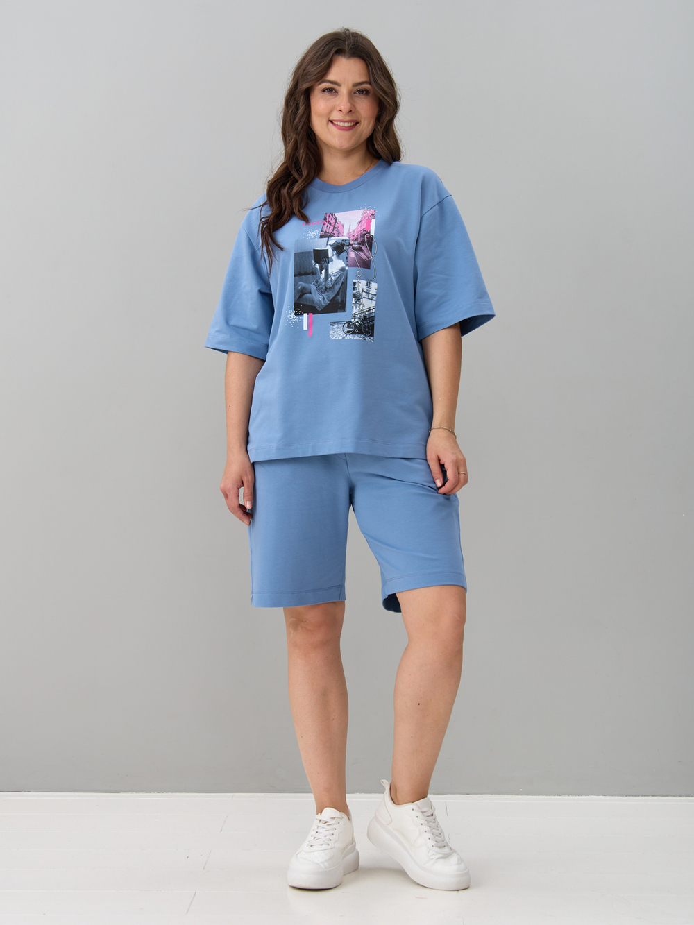 Костюм с шортами КНф-101П/голубой