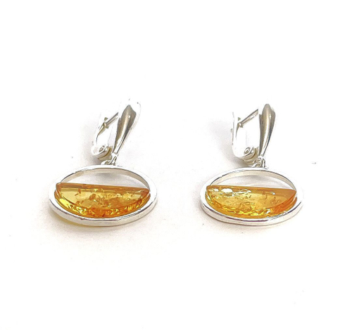 Серьги с янтарем натуральным. Серьги с натуральными камнями лимонного цвета из Калининграда