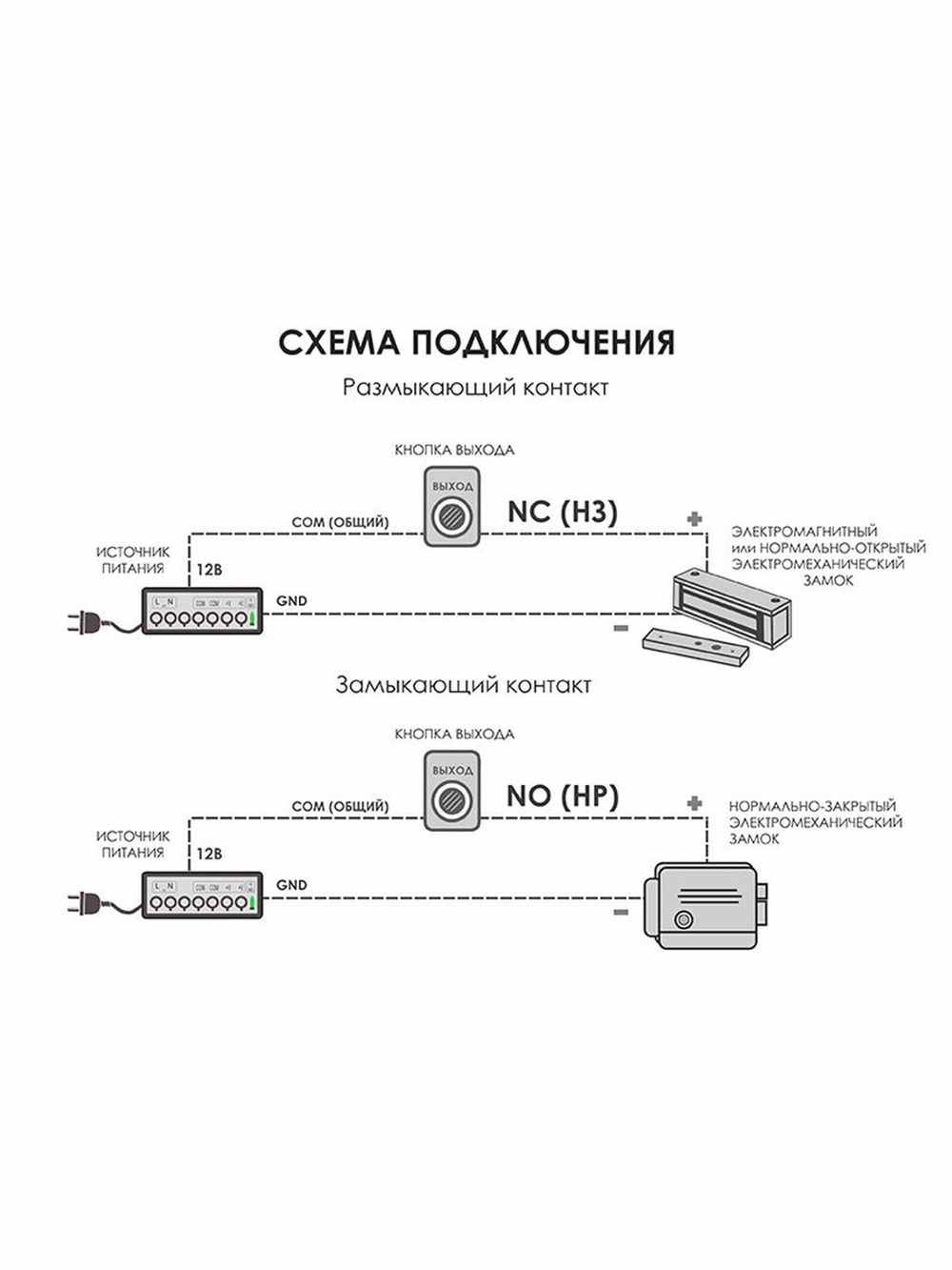 В0000022162 Кнопка Optimus "Выход" NO/NC (металл) черная_V.1