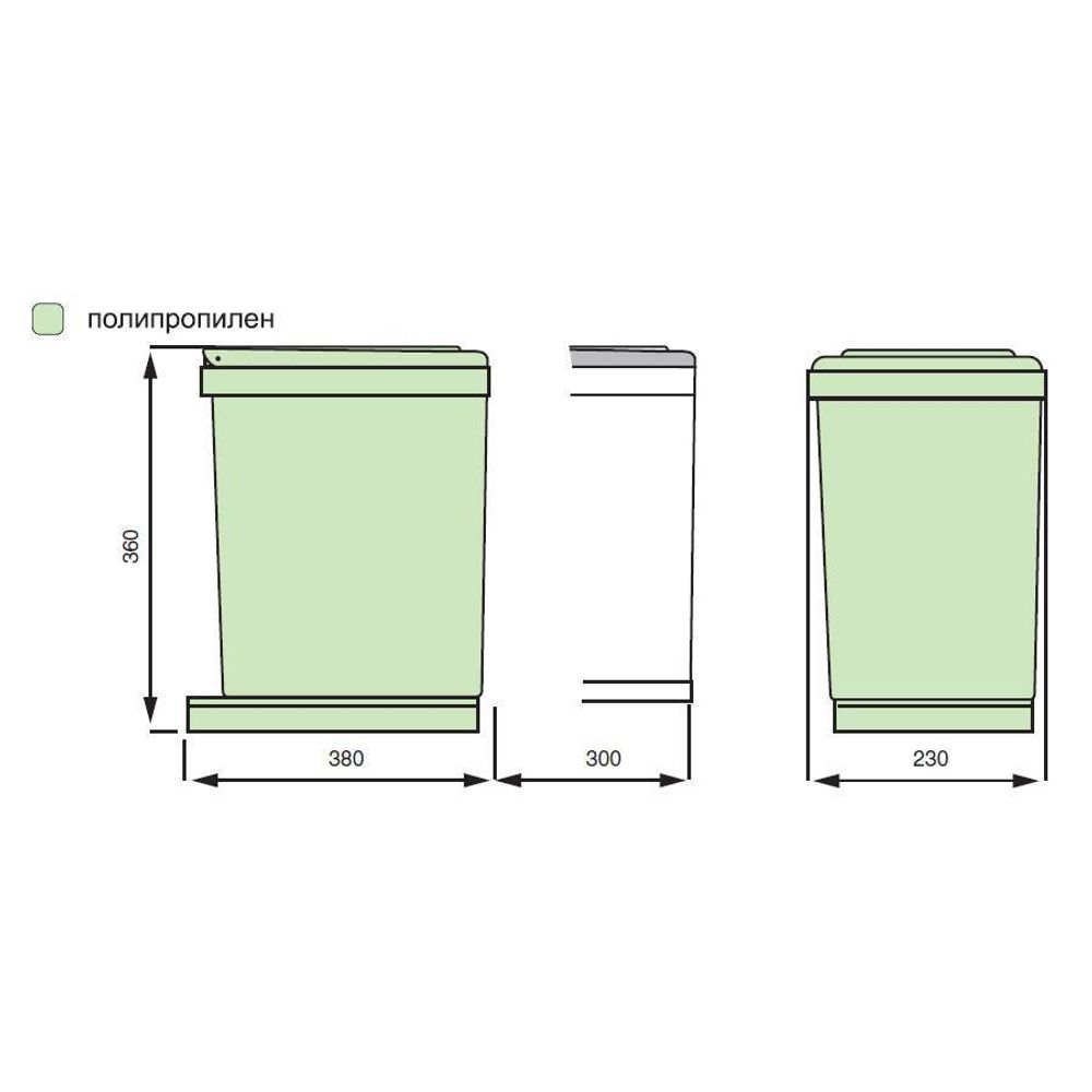 Ведро для мусора (16л) выдвижное, пластик белый