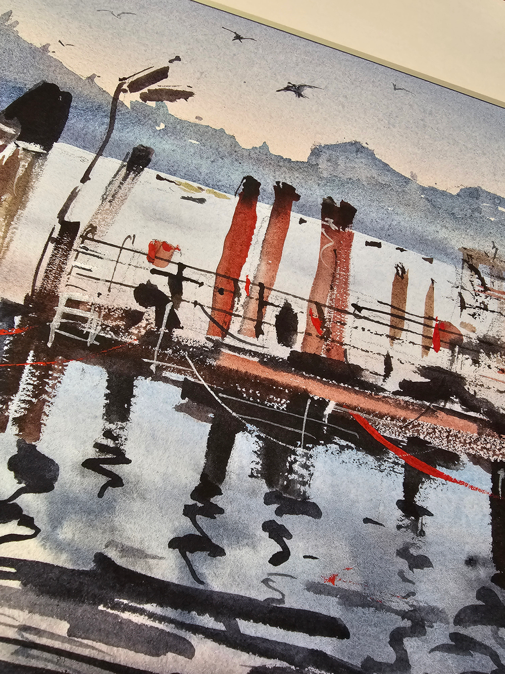 Картина авторская акварельная в паспарту 30х40 см на стену для интерьера "На грани в Венеции"