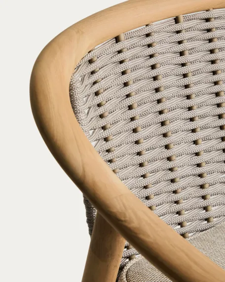 Уличный стул Elunda из тикового дерева и бежевой веревки