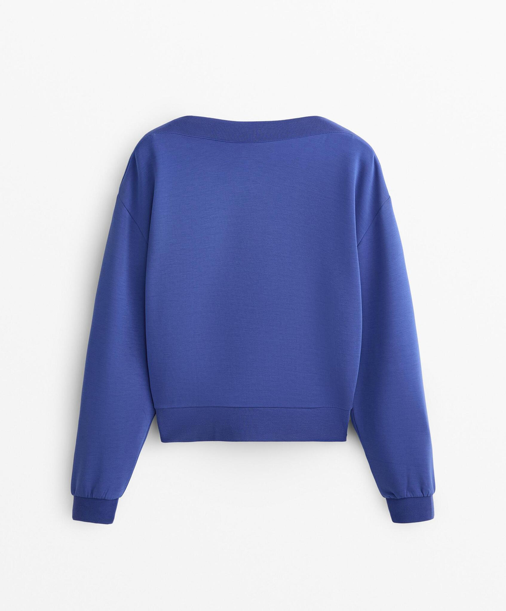 Oysho Толстовка Soft Touch с вырезом-лодочкой и модалом, синий