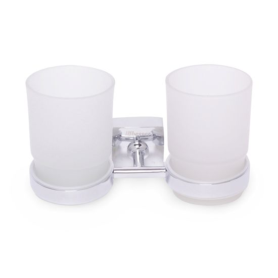 Стакан двойной для зубных щеток Besser BS 8804 (17х8,5х9,5 см) стеклянный на стальном креплении