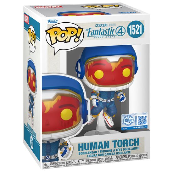 Фигурка Funko POP! Bobble Marvel Fantastic Four FF Human Torch (Exc) (1521) 85358 / Фигурка Фанко ПОП! по мотивам фильма "Фантастическая четвёрка: Первые шаги", Человек-факел