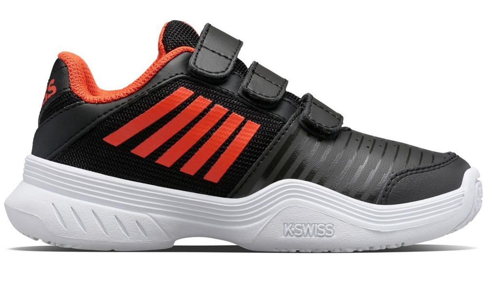 детские Кроссовки теннисные K-Swiss Court Express Strap Omni - jet black/spicy orange/white