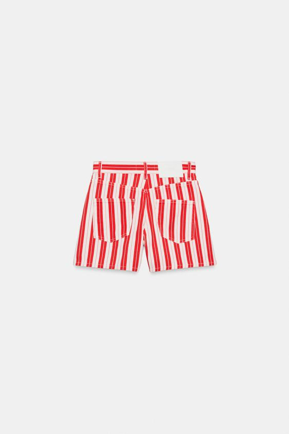 ZARA ШОРТЫ MOM FIT В ПОЛОСКУ, КРАСНАЯ ПОЛОСКА