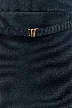 ZARA ТРИКОТАЖНЫЙ ТОП С БАСКОЙ И ПОЯСОМ, МОСРКОЙ СИНИЙ