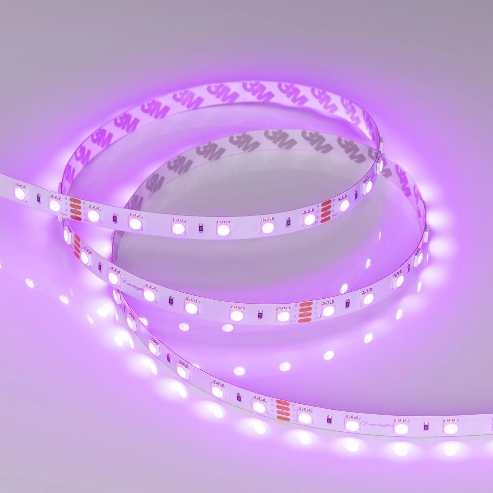 Светодиодная лента RT-B60-10mm 24V RGB (14.4 W/m, IP20, 5060, 50m) (Arlight, Открытый) 024586(2)