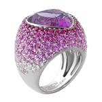 Кольцо с Аметистом, Рубинами, Розовыми Сапфирами и Бриллиантами, R0040-3/25