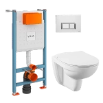Унитаз подвесной Vitra Normus 9773B003-7206 с инсталляцией, с крышкой микролифт, белый, кнопка хром глянцевый