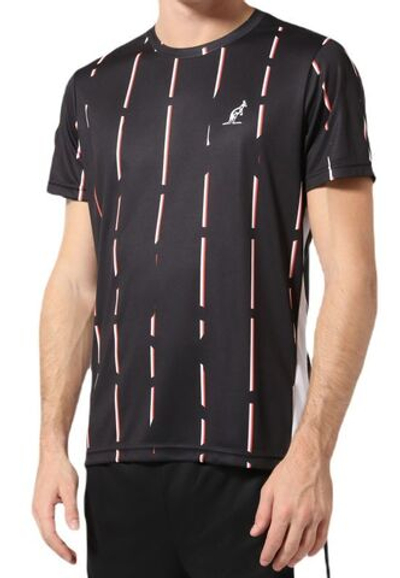 Мужская теннисная футболка Australian Ace T-Shirt With Stripes Print - nero