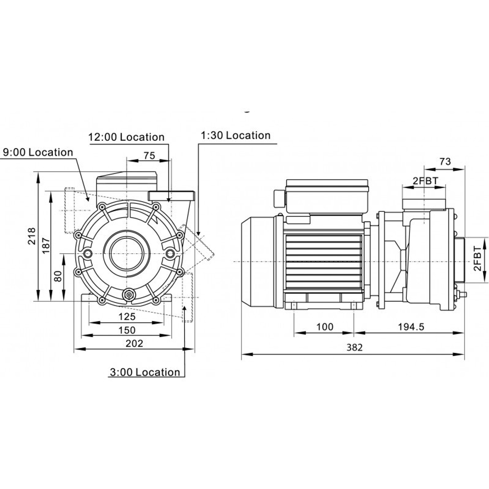 Насос LP150 без префильтра 25м³/час(8м), 1ф/220В, 1,1кВт/5,8А, PoolKing