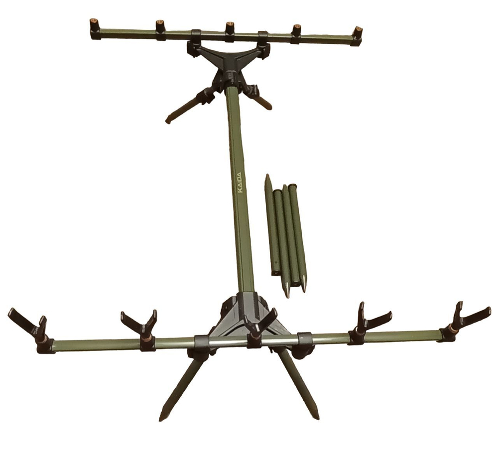 Под для рыбалки ,род-под для удилищ,  держатель для удочек,  подставка для 5 удилищ. "Ушки" на резьбе.