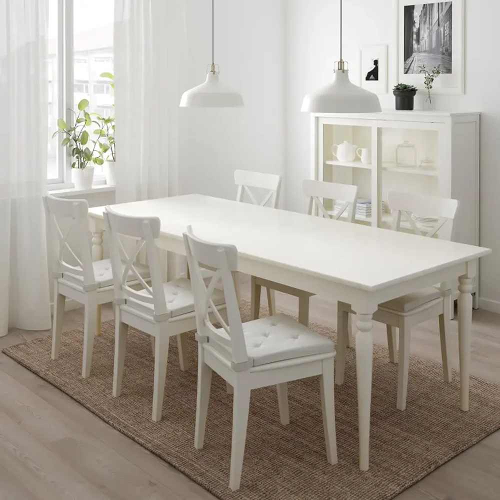 Обеденный набор - INGATORP/INGOLF IKEA/ИНГАТОРП/ИНГОЛЬФ ИКЕА, 155 см, белый
