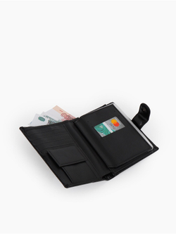 Портмоне мужТристан 3в1 (автодок+паспорт), 10,5*2,5*14см,2отд,д/кред,д/монет,черный 3515548