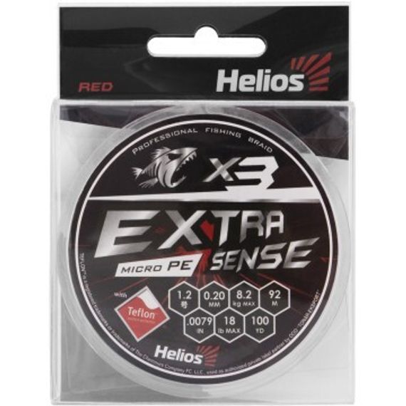 Шнур Helios Extrasense X3 PE Red 92m  1.2/18LB 0.2mm (HS-ES-X3-1.2/18LB)