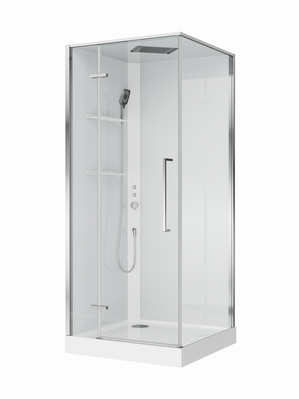 Душевая кабина BelBagno UNO-CAB-A-1-90-C-Cr-Bi-TOP-L, левосторонняя