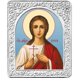 Святая Вера. Маленькая икона в серебряной раме.