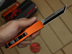 Нож Microtech Ultratech Helhound H/E - оранжевая рукоять, черный клинок RK-363