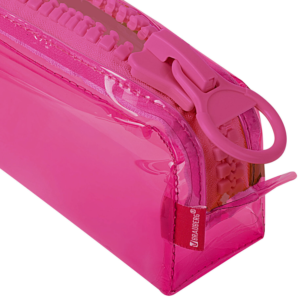 Пенал BRAUBERG с объемной "тракторной" молнией 1 отделение ПВХ 22х8х6 5 см "Ultra pink" (2 штуки в упаковке)