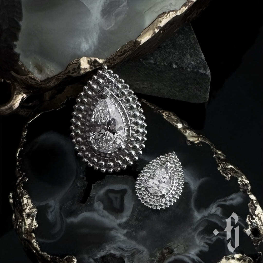 Накрутка "Blob" - Белое золото - White CZ