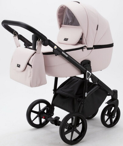 Детская коляска Adamex Bibione Deluxe 3 в 1 BI-SD04 (СВ.РОЗОВ+СВ.РОЗОВ.ПЕРЕФ.КОЖА)