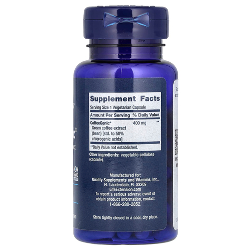 Life Extension, CoffeeGenic, экстракт зеленого кофе 90 овощных капсул