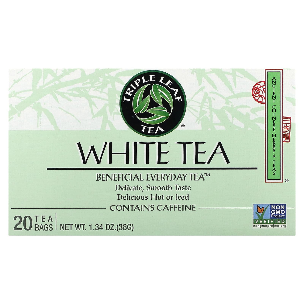 Triple Leaf Tea, белый чай, 20 чайных пакетиков, 38 г (1,34 унции)