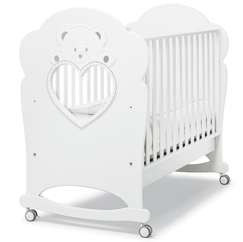 Детская кроватка Erbesi Cucciolo 125х65 см колесо-качалка белый