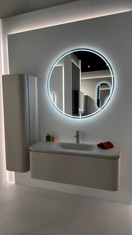 Armadi Art OVALE 1 полка 120CM CASHMERE тумба + РАКОВИНА-МОНОБЛОК CASHMERE, АКРИЛ