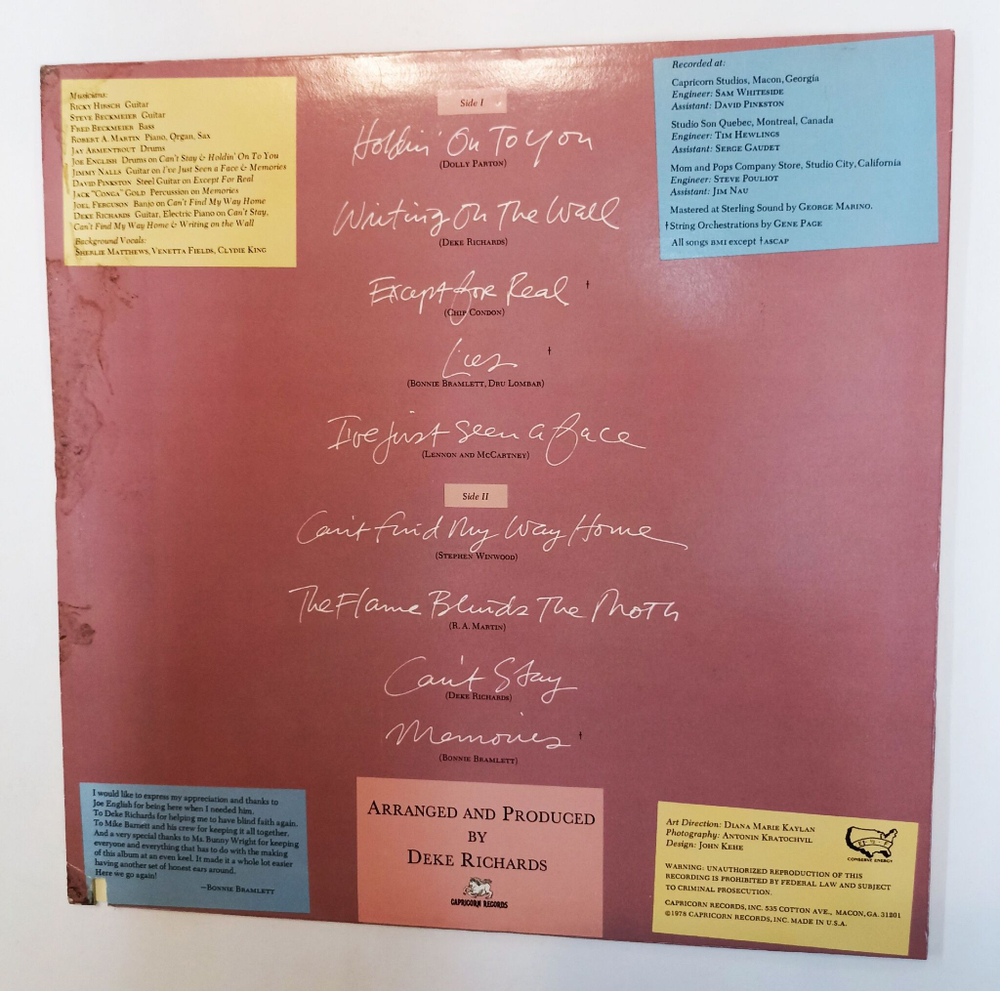 Винтажная виниловая пластинка LP Bonnie Bramlett Memories (USA 1978)