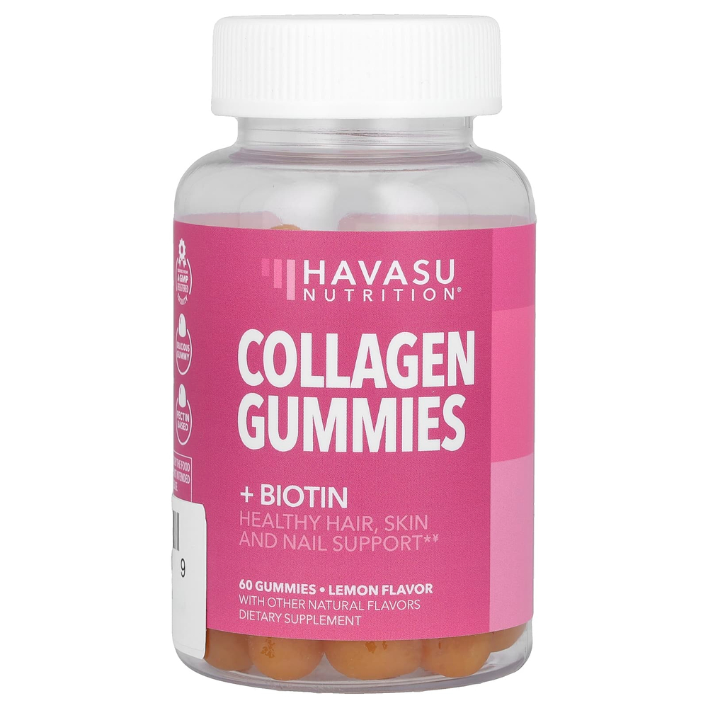 Havasu Nutrition, Жевательные мармеладки с коллагеном + биотин, лимон, 60 жевательных таблеток