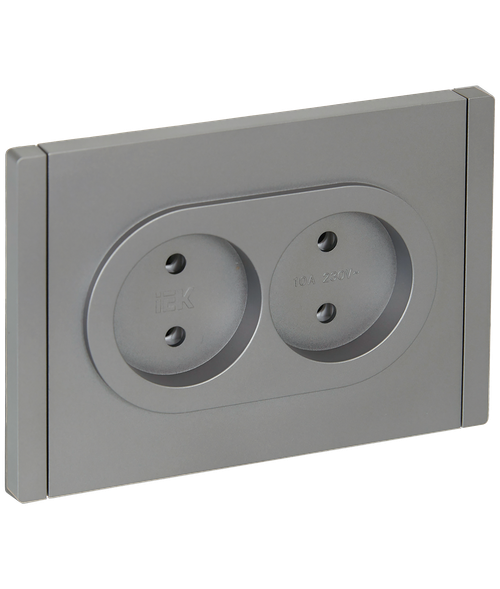 FORTE&PIANO Розетка 2-местная без заземления без защитных шторок безвинтовое крепление 10А FP526 сталь IEK