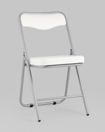 Складной стул Джонни экокожа белый каркас металлик