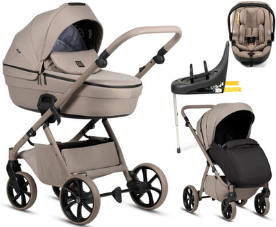 Детская коляска Tutis Uno 6 Plus Essential collection 4 в 1 с автокреслом Beno Beige и базой 1602172 Taupe с сумкой