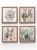 Картины на стену интерьерные на холсте 4 шт, 23*23 см