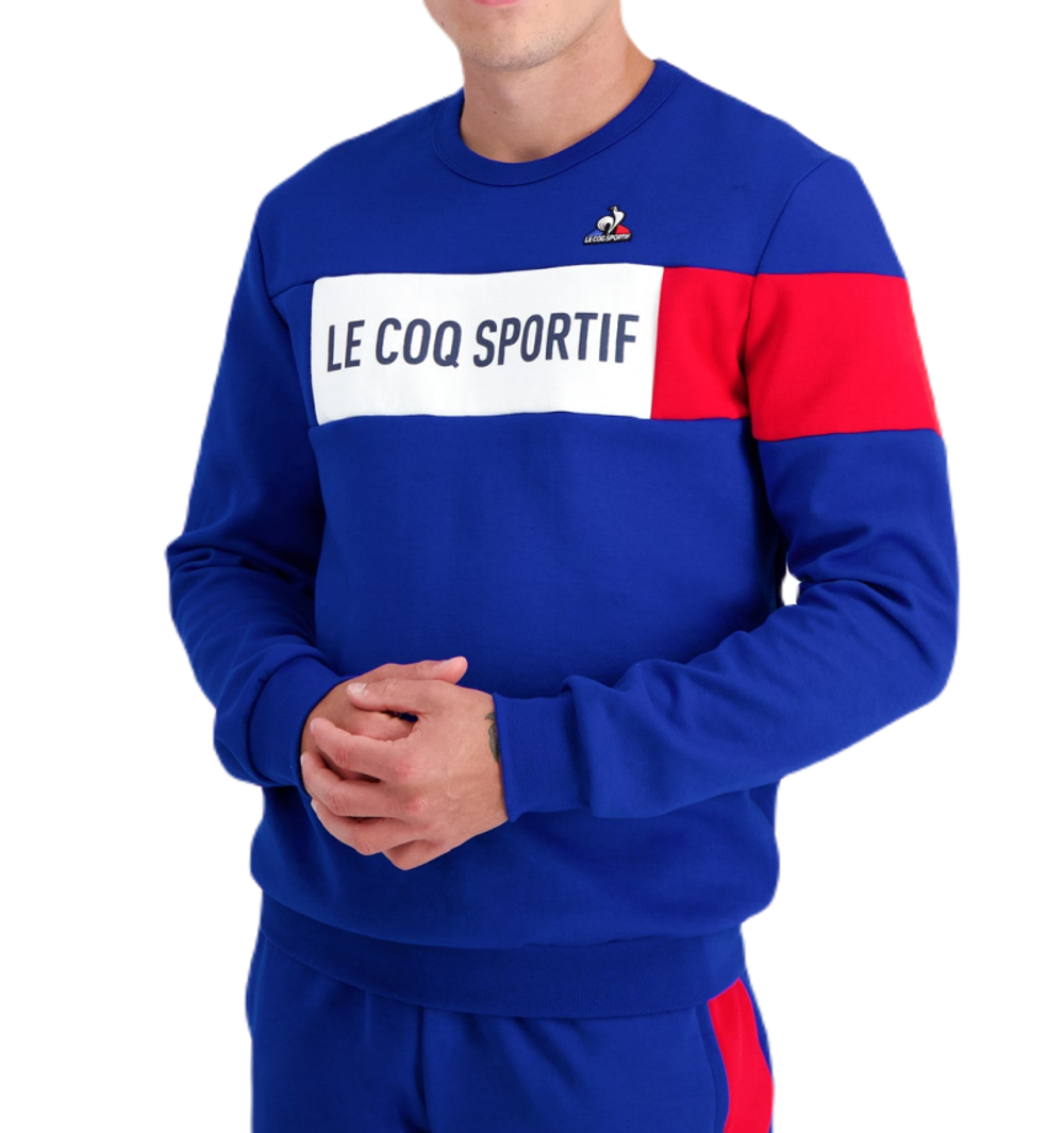 Мужская теннисная кофта Le Coq Sportif TRI Crew Sweat N°1 SS23 - bleu electro